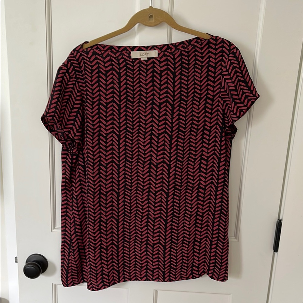 Loft Black and red Chevron Top